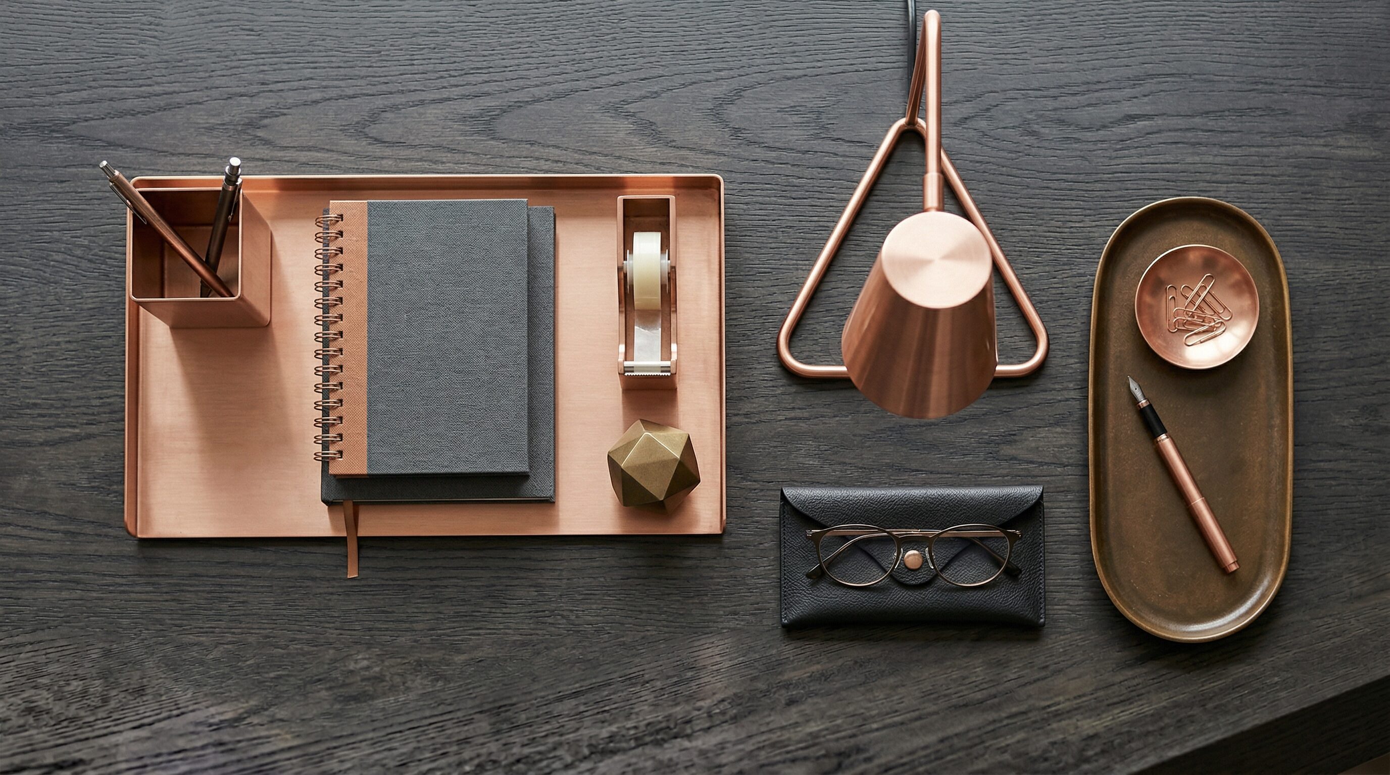 Elegant copper desk accessories